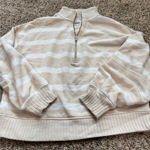 Aerie Cream Cowl Neck Sweater with Ribbed Details